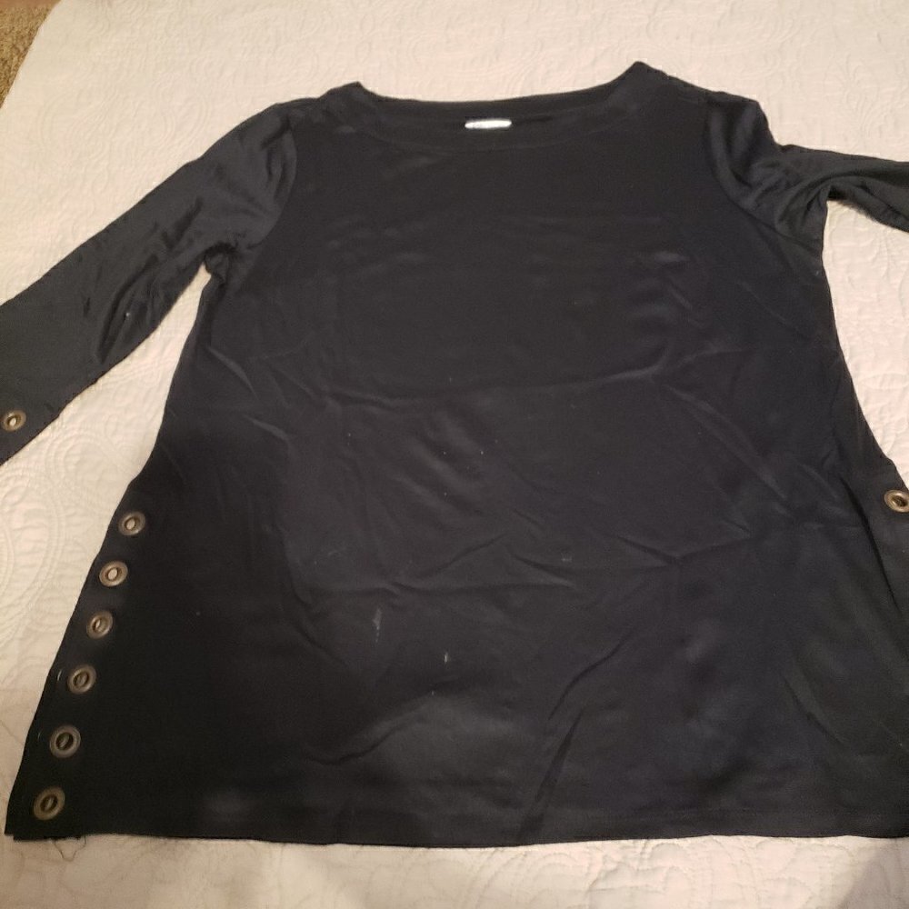 Cato Black Tunic with Eyelet Rivets